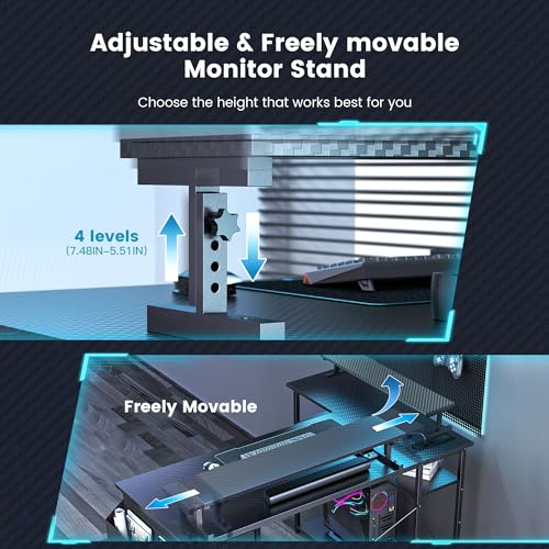 47 Inch L Shaped Gaming Desk with RGB Lights C627