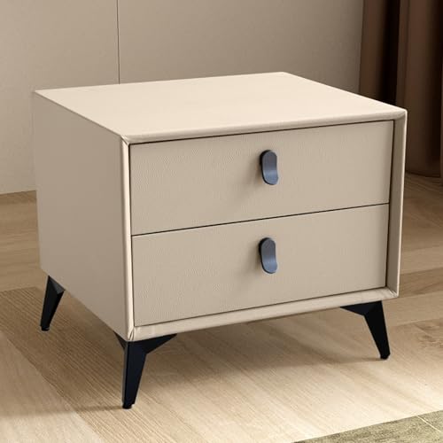 White 2 Drawer Nightstand with Fabric Storage Y22157