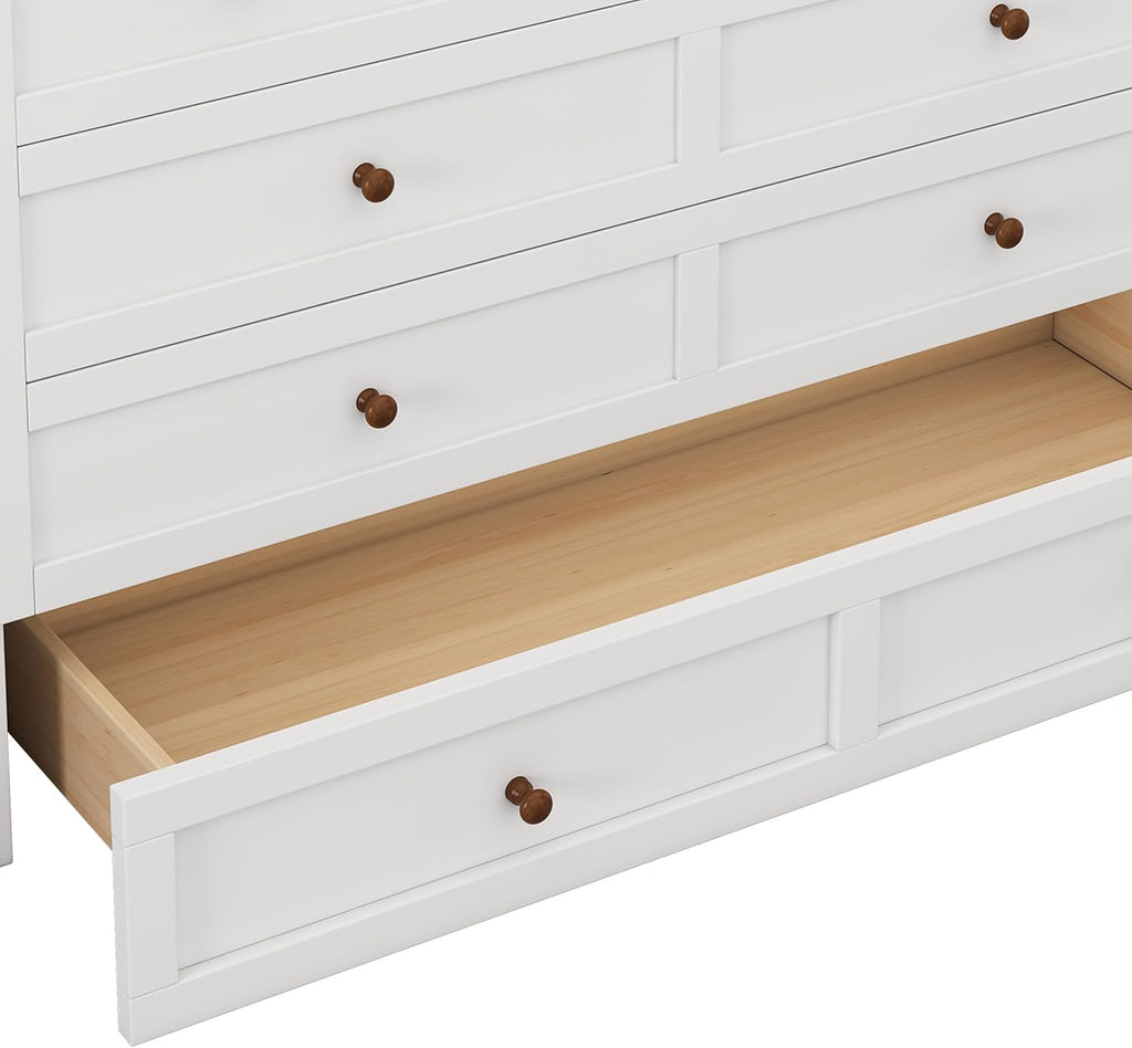 White Walnut Wood Queen Murphy Bed with Storage Drawers M753