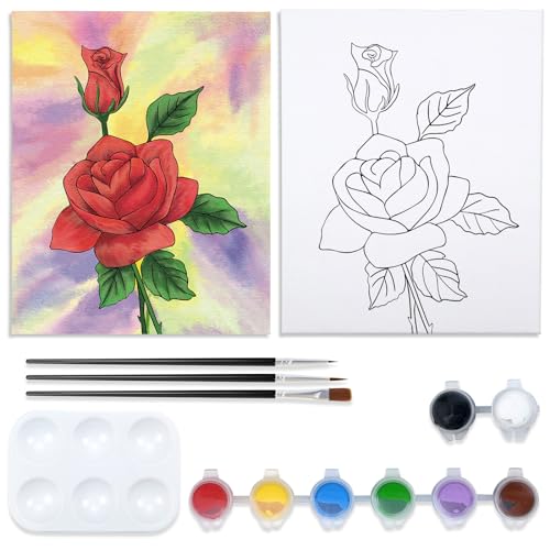 8 Acrylic Colors Painting Kit with Pre Drawn Canvas (8x10) D76573