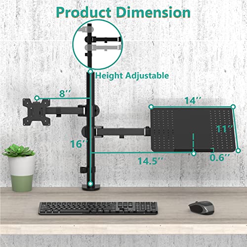 Extra Tall Single Monitor Desk Mount with Tray, Black A38416