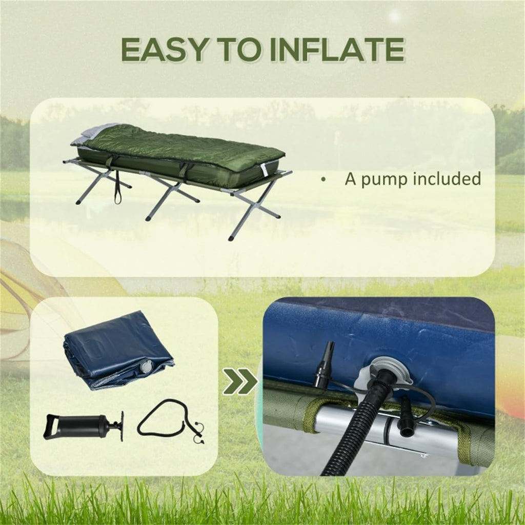 Fold Up Camping Bed Set with Air Cot, Sleeping Bag, Pump M36361