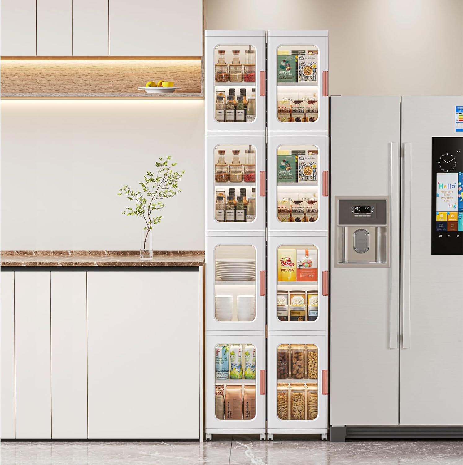 Plastic Storage Cabinet with Shelves, 4 Tier with Wheels L8069