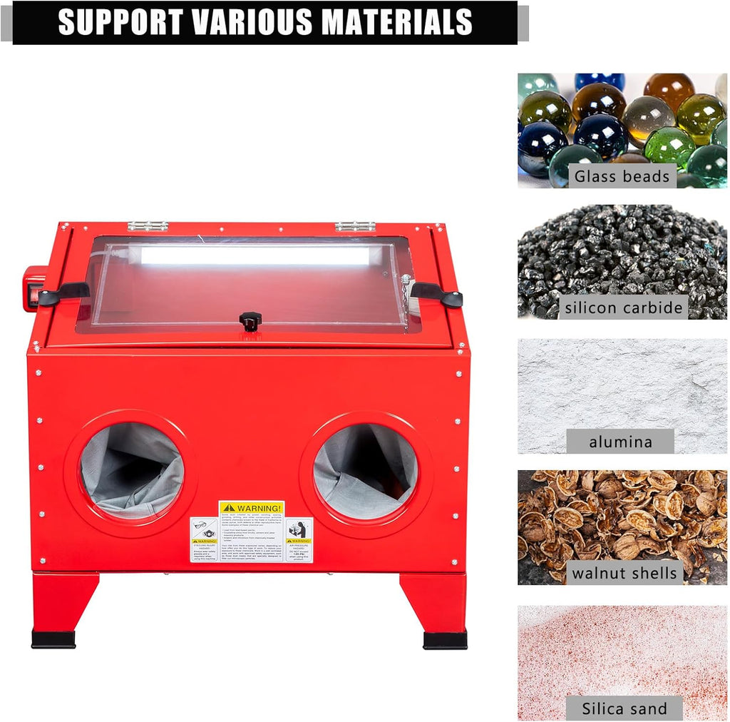 25 Gallon Bench Top Air Sandblasting Cabinet with Spray Gun H37345