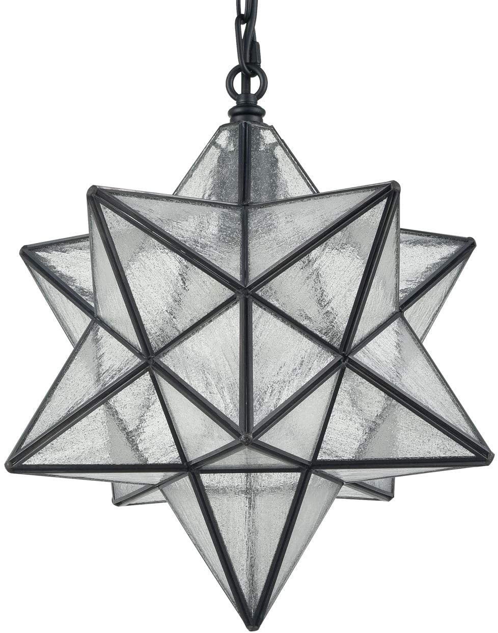 14'' Pendant Light with Seeded Glass and Hanging Chain D860113
