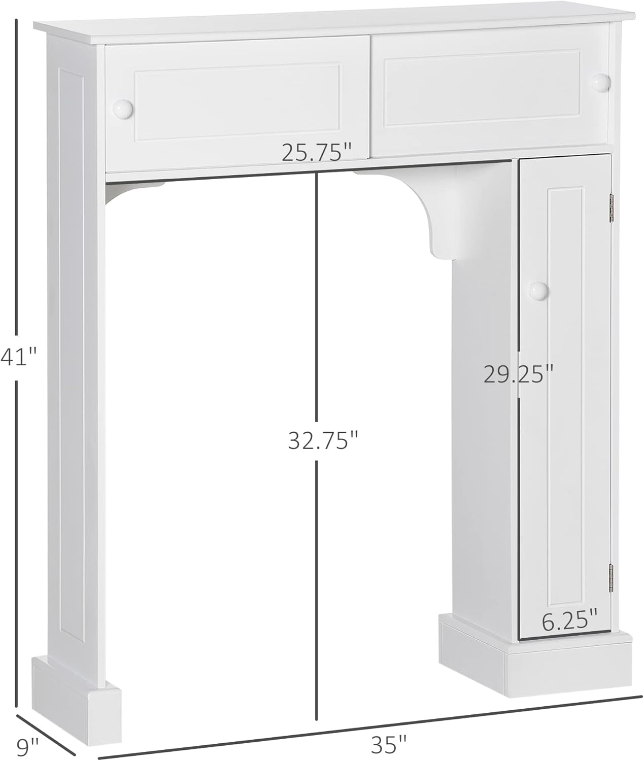 White Freestanding Over The Toilet Bathroom Cabinet with Adjustable Shelves V17073