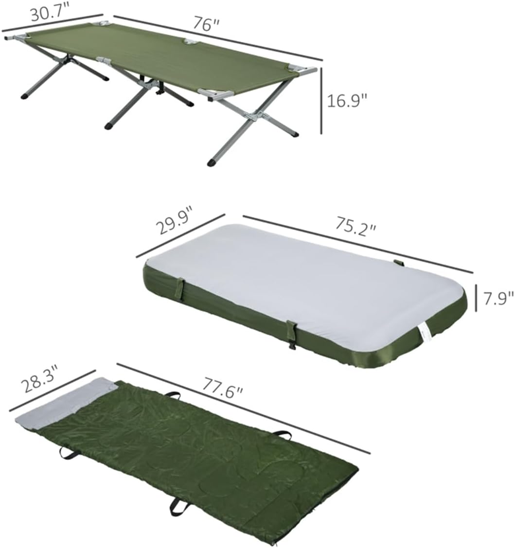 Fold Up Camping Bed Set with Air Cot, Sleeping Bag, Pump M36361