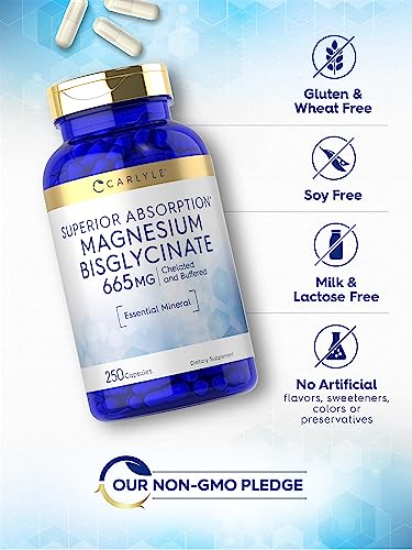 Magnesium Bisglycinate 665 mg 250 Capsules Supplement E263