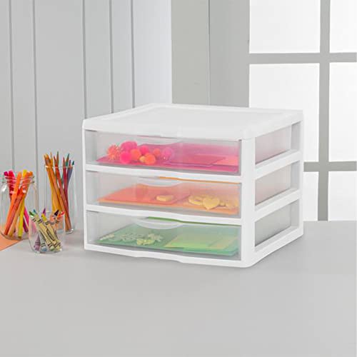 3-Pack White 3 Drawer Plastic Desktop Organizer F7851