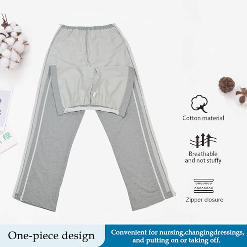 Unisex Side Zipper Patient Pants, Soft Cotton X7891