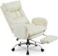 White High-Back PU Leather Office Chair with Footrest I850771