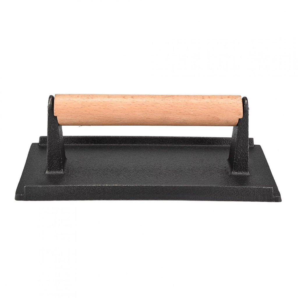 Commercial Cast Iron Steak Press with Wooden Handle D4896