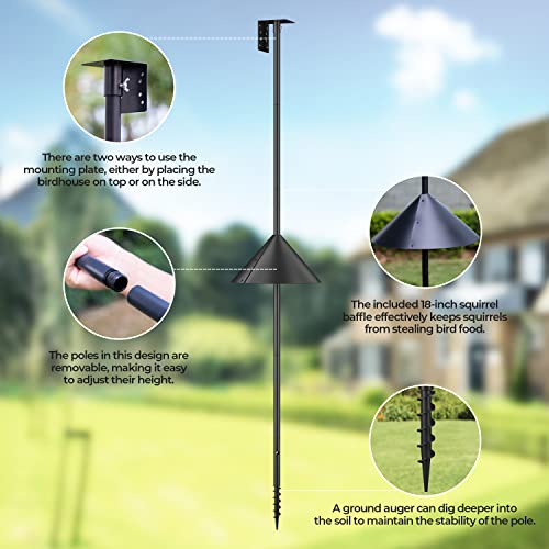 92 Inch Adjustable Heavy Duty Bird Feeder Pole with Squirrel Proof Baffle E30939
