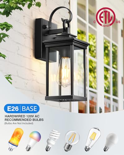 2 Pack Matte Black Outdoor Wall Lights M845