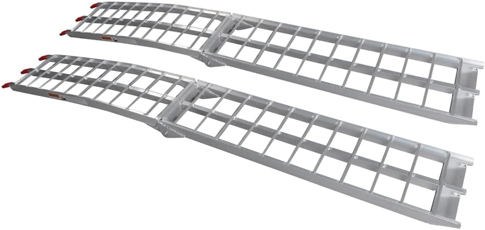 7.5ft 2Pcs Aluminum Folding Ramps with Support Legs & Load Straps I1928