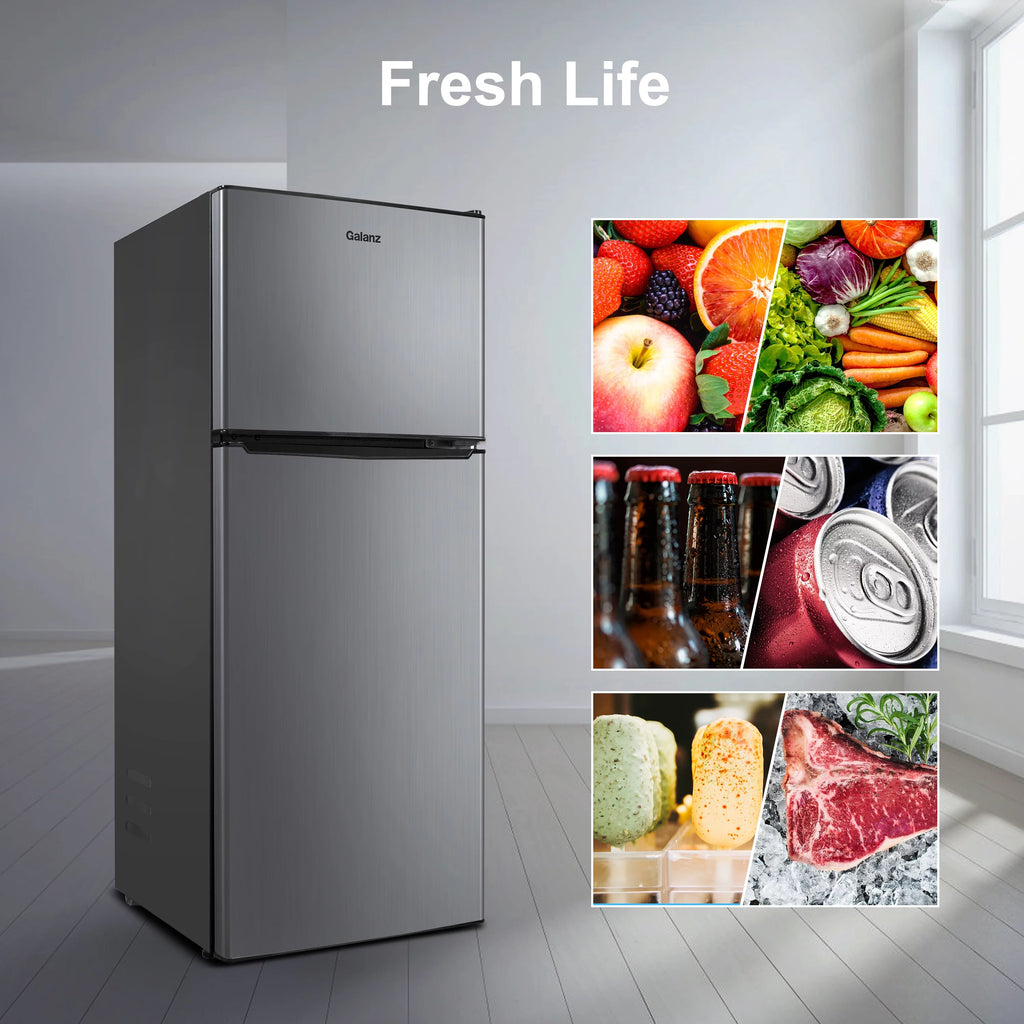 Stainless Steel Two Door Mini Refrigerator with Freezer S863