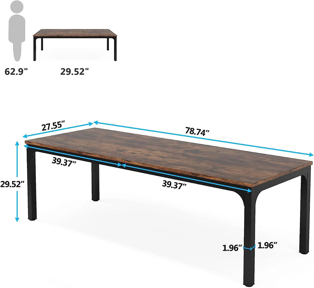 78.7 inches Extra Long Computer Desk with Adjustable Foot Pads, Rustic Brown I896235