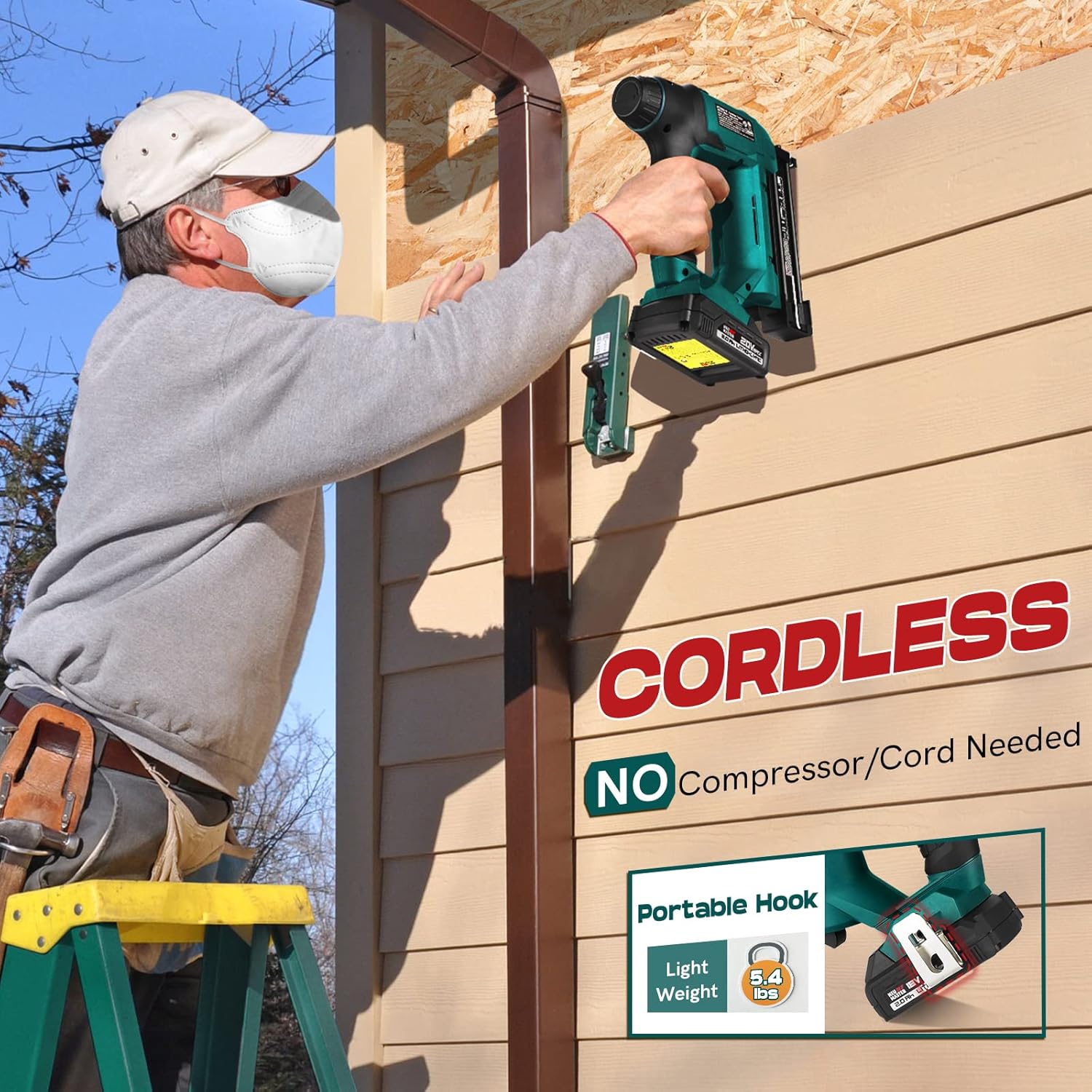 Cordless Battery Powered Brad Nailer Staple Gun X8166