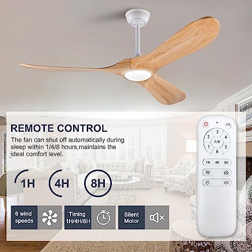52 Inch Wood Ceiling Fan with Lights Remote Control Z9492