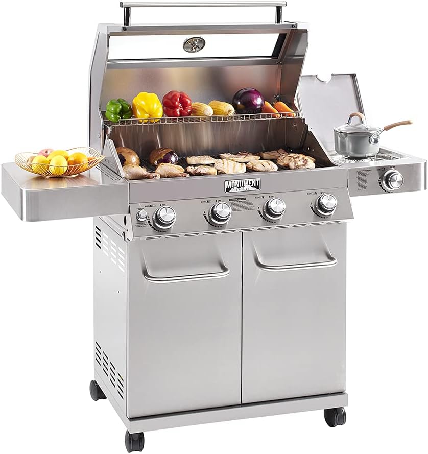 4-Burner Cabinet Style Natural Gas Grill, Stainless Steel J1053