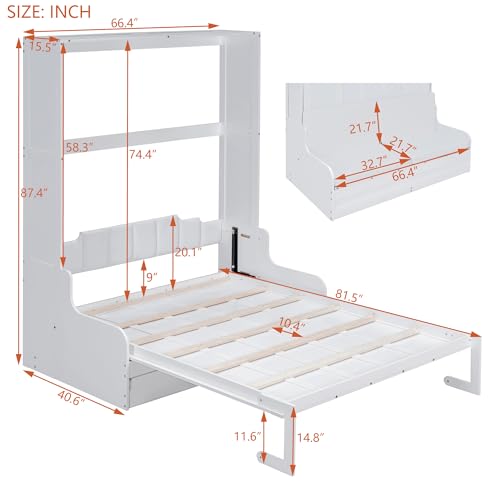 Full Size Solid Wood Murphy Bed with Wardrobe and Drawers B929