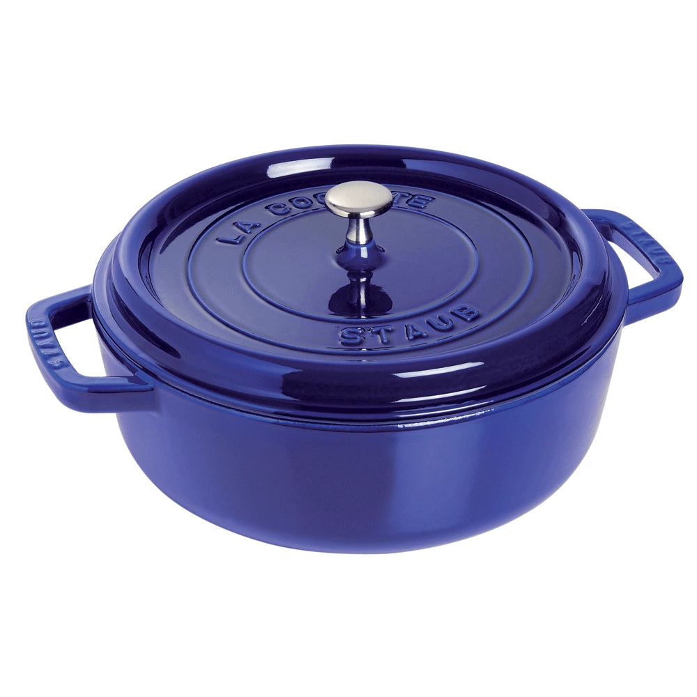 Cast Iron 6-qt Shallow Wide Round Cocotte Dark Blue A11931