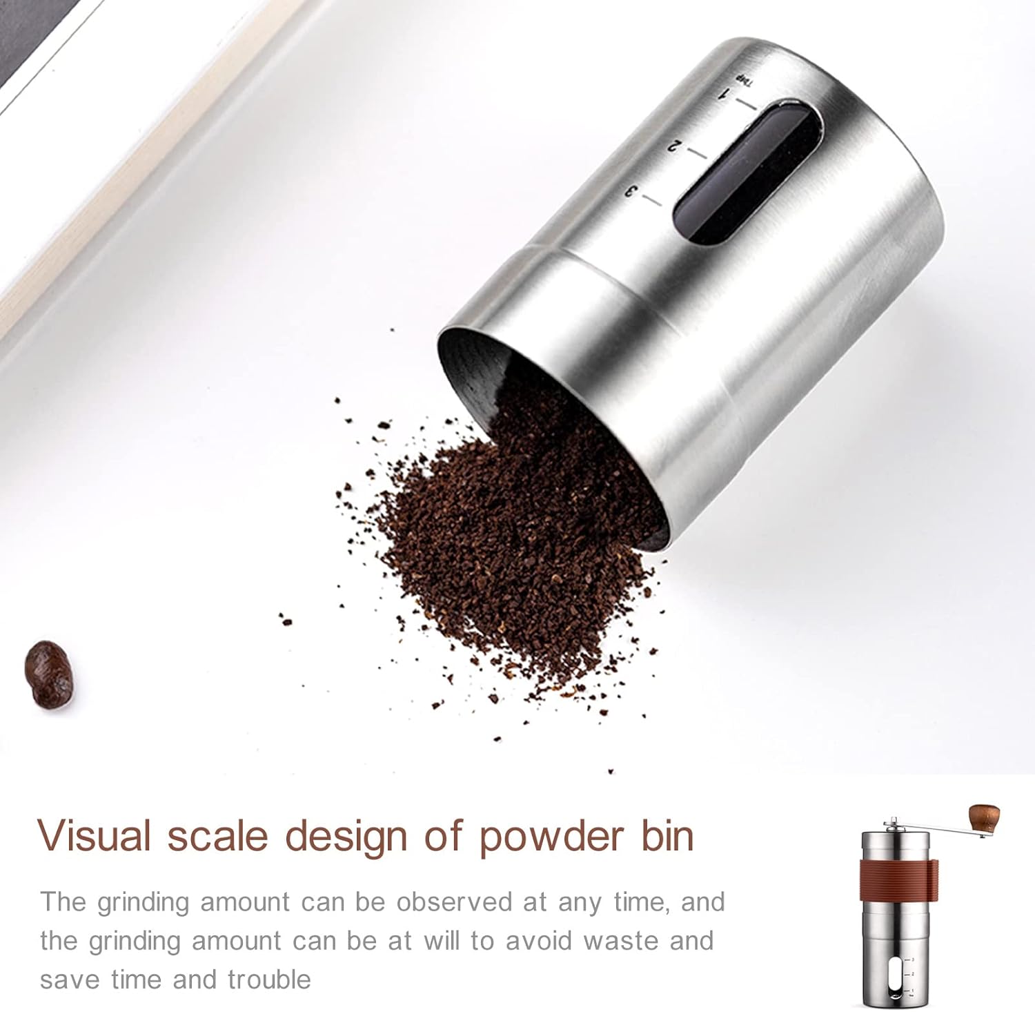 Portable Mini Stainless Steel Manual Coffee Grinder with Adjustable Settings K573