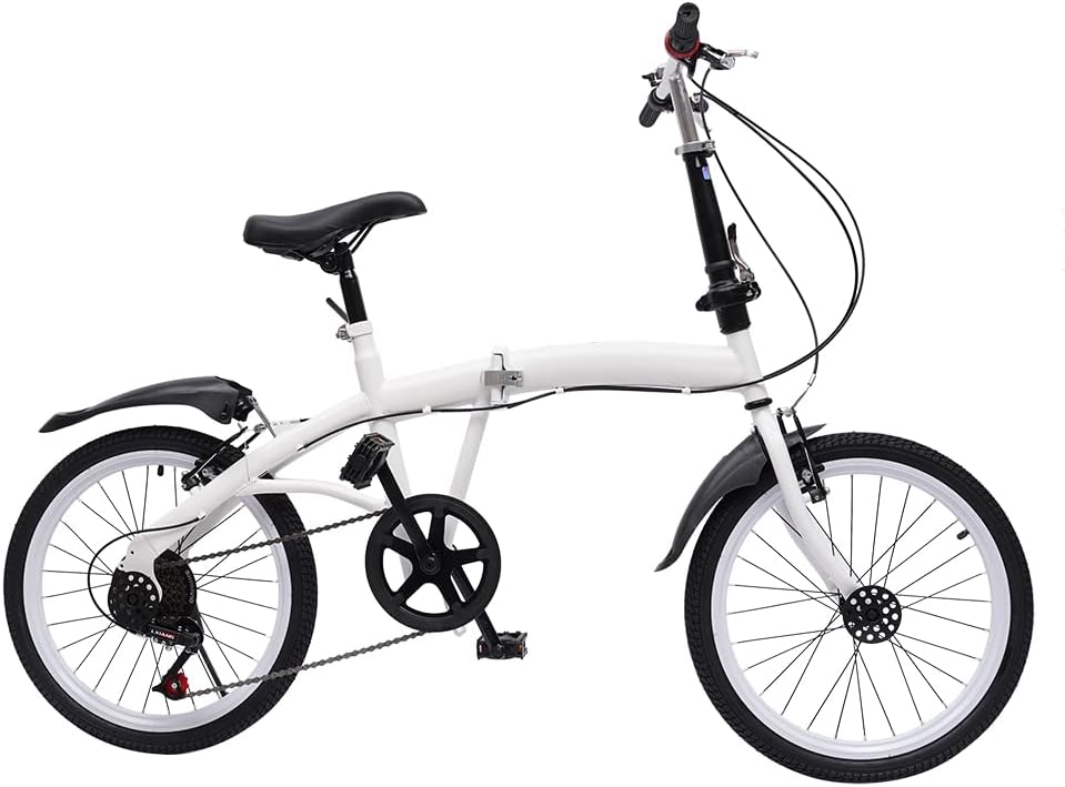20-Inch 7-Speed Folding Bicycle White X93417