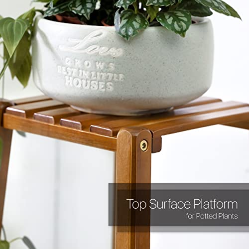 Brown Bamboo 4 Shelves Plant Stand X863805