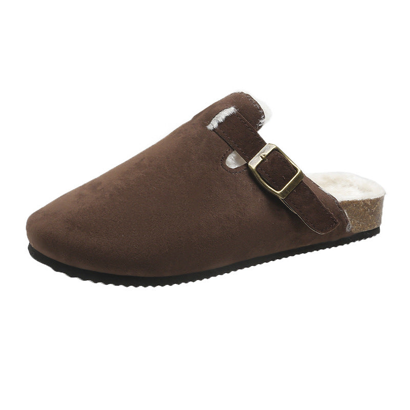 Women's Birkenstock Style Suede Buckle Clogs with Cork Footbed