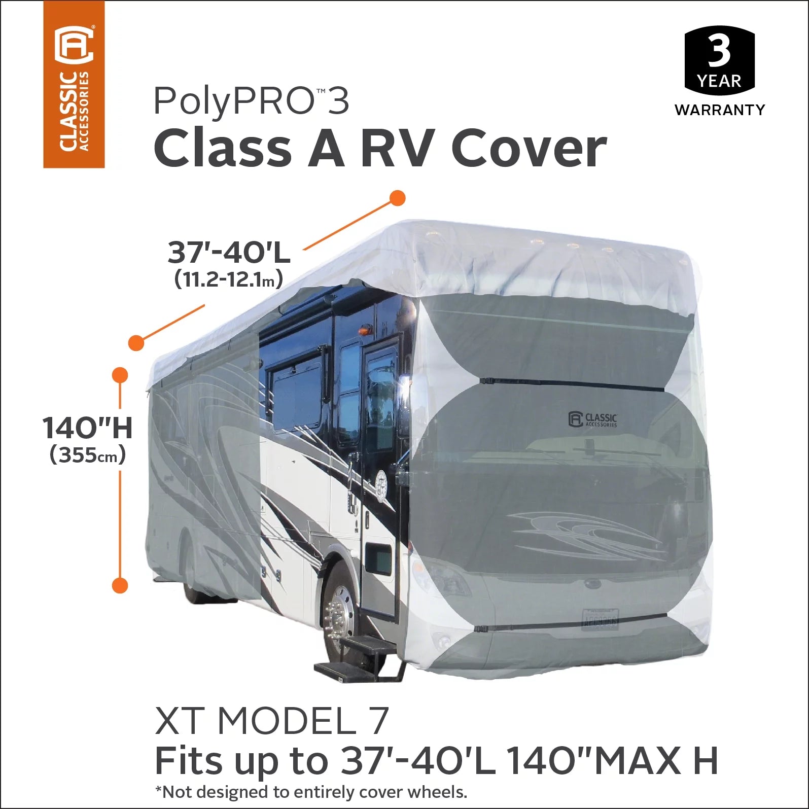Extra Tall RV Cover, Fits 37' - 40' RVs X31510