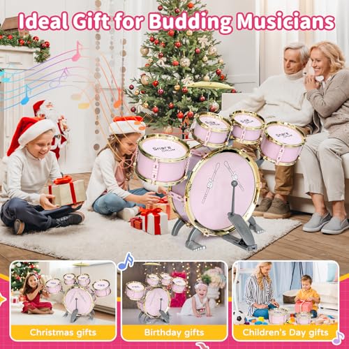 5-Piece Kids Drum Set with Stool, Pedal & Drumsticks E657224