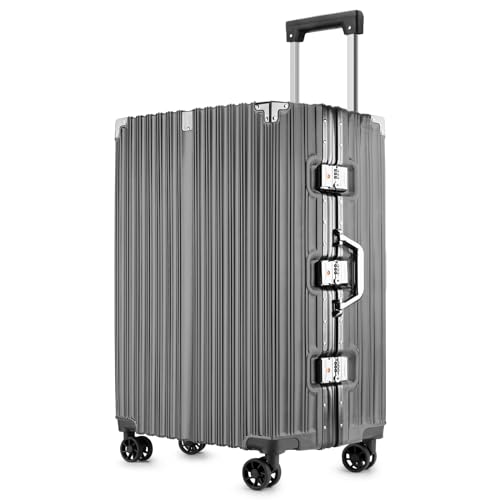 Black 20 Inch Lightweight Aluminum Frame Carry On Luggage X4329