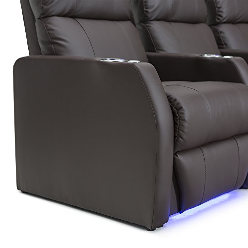Bonded Leather Power Recline Home Theater Seating Row of 3 Black O53787