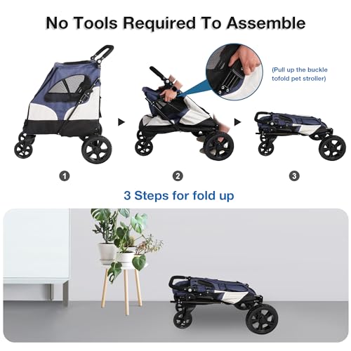 Folding Pet Stroller with Storage Bag and Adjustable Handle Z341