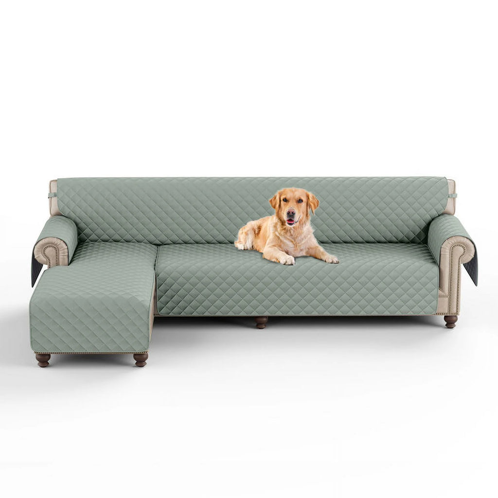 Light Green Reversible Waterproof L-Shaped Sofa Slipcover G288