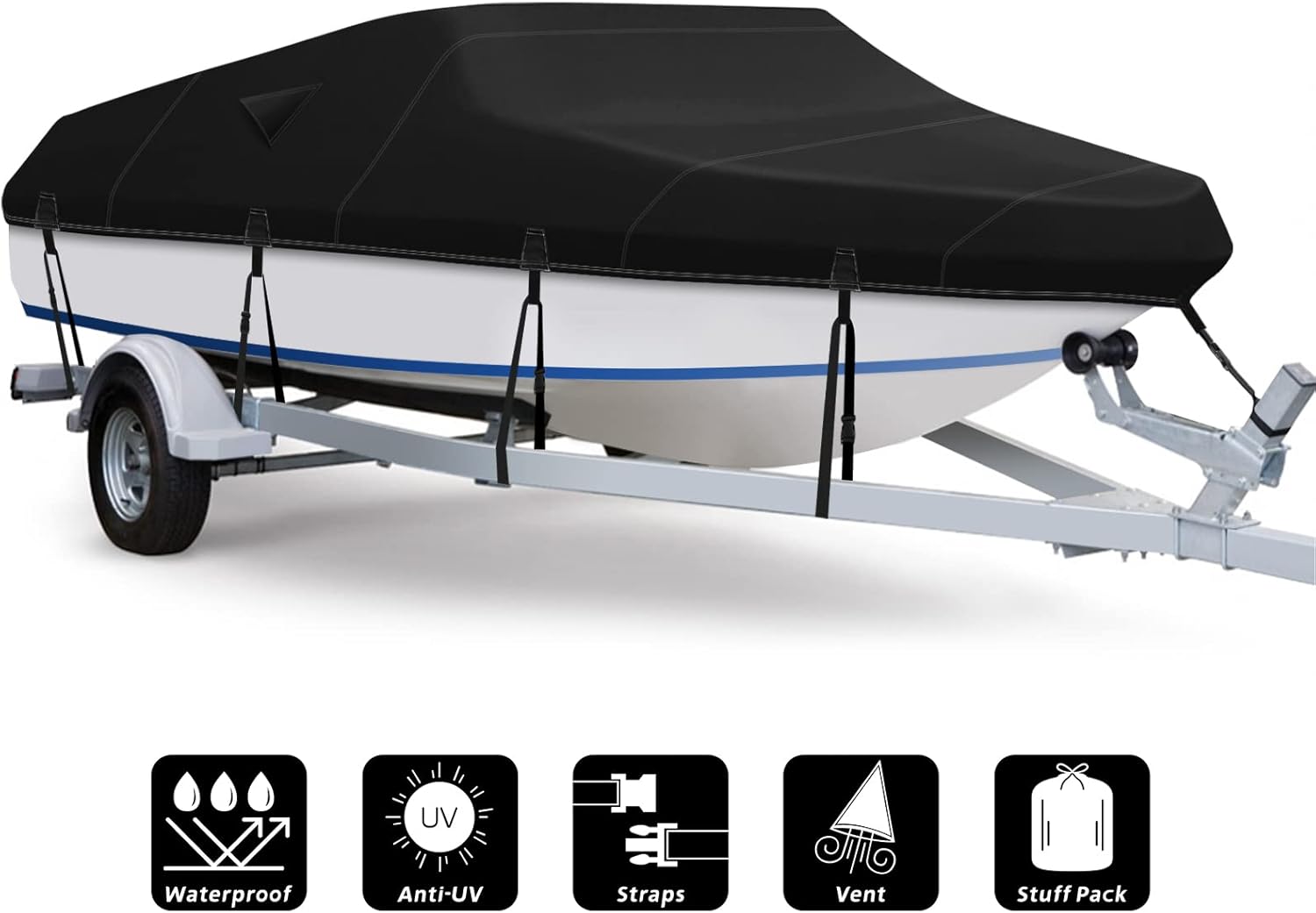 800D Waterproof Heavy Duty Canvas Boat Cover 17-19 ft Z523