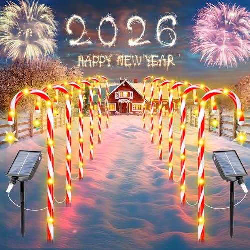 12-Piece Solar Candy Cane Pathway Lights S19078