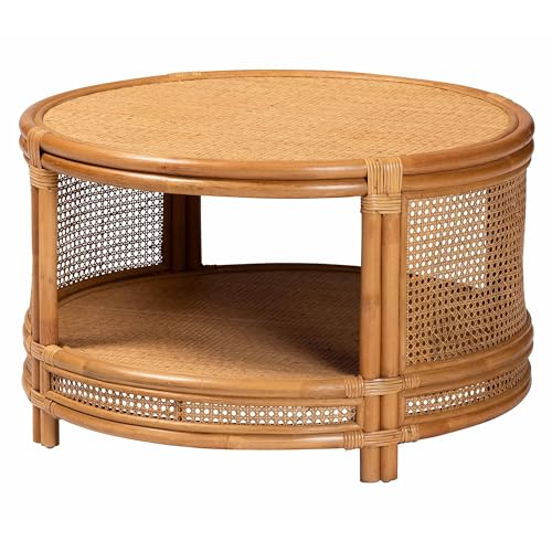 2-Tier Light Honey Rattan Coffee Table L250