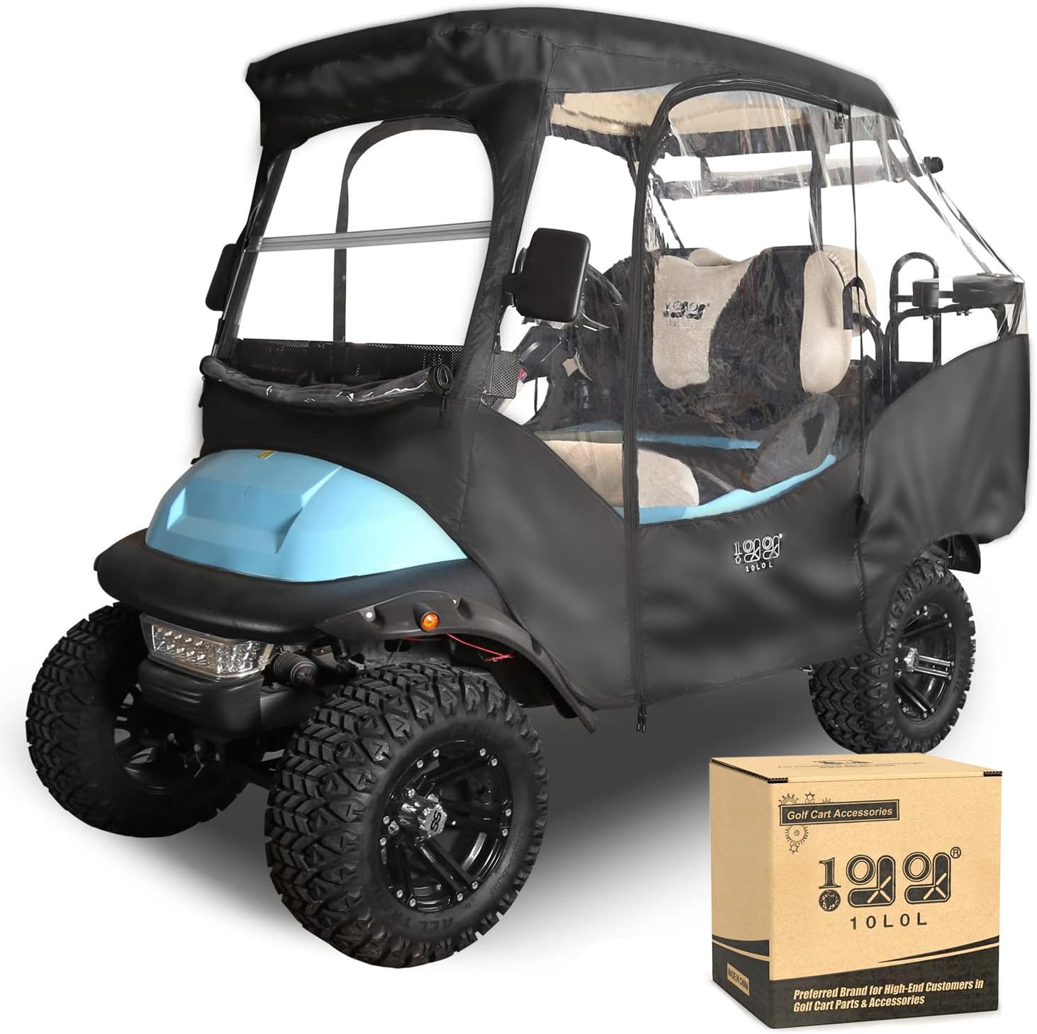 4 Passenger Golf Cart Enclosure with 4-Sided Clear Window 420D Rain Cover A169