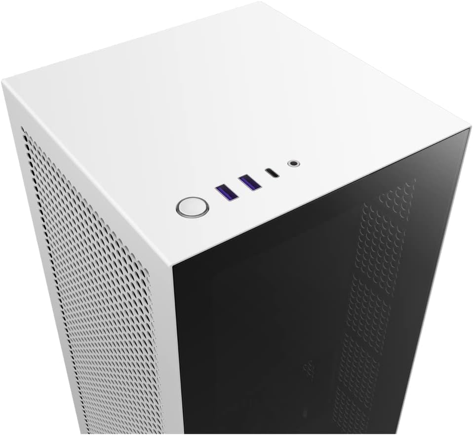 Compact ATX Mid-Tower PC Gaming Case with Tempered Glass Side Panel - White/Black J528249