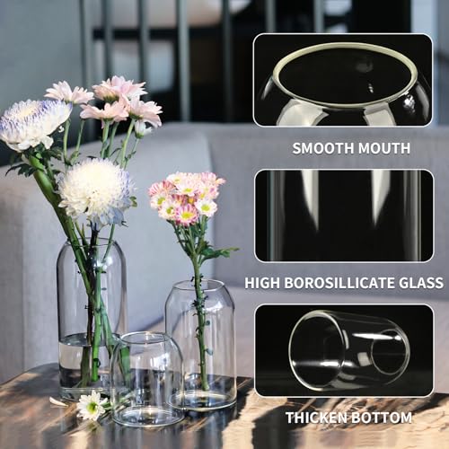 Clear Ribbed Glass Vase, 7.87 Inches E902