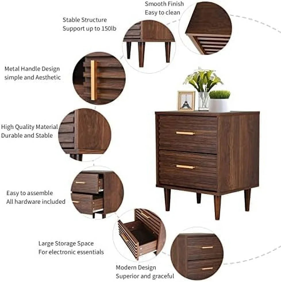 2 Drawer Solid Wood Nightstand S9166