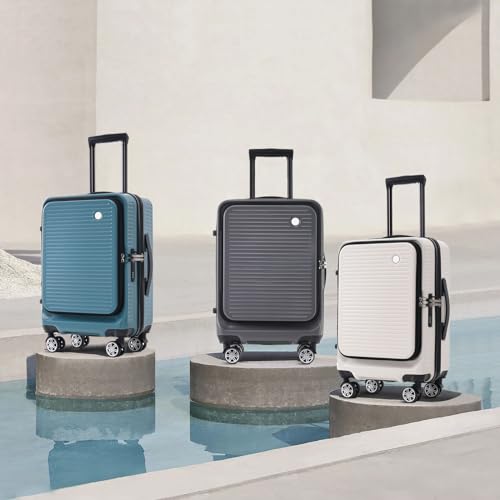 White 20 Inch Hardside Carry On Suitcase With Wheels Tsa Lock And Usb Port C4749