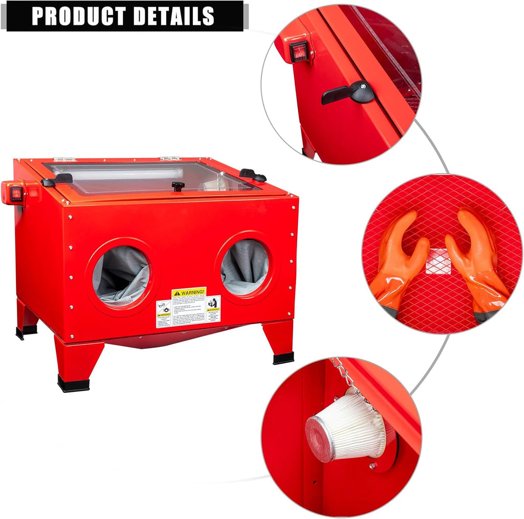 25 Gallon Bench Top Air Sandblasting Cabinet with Spray Gun H37345