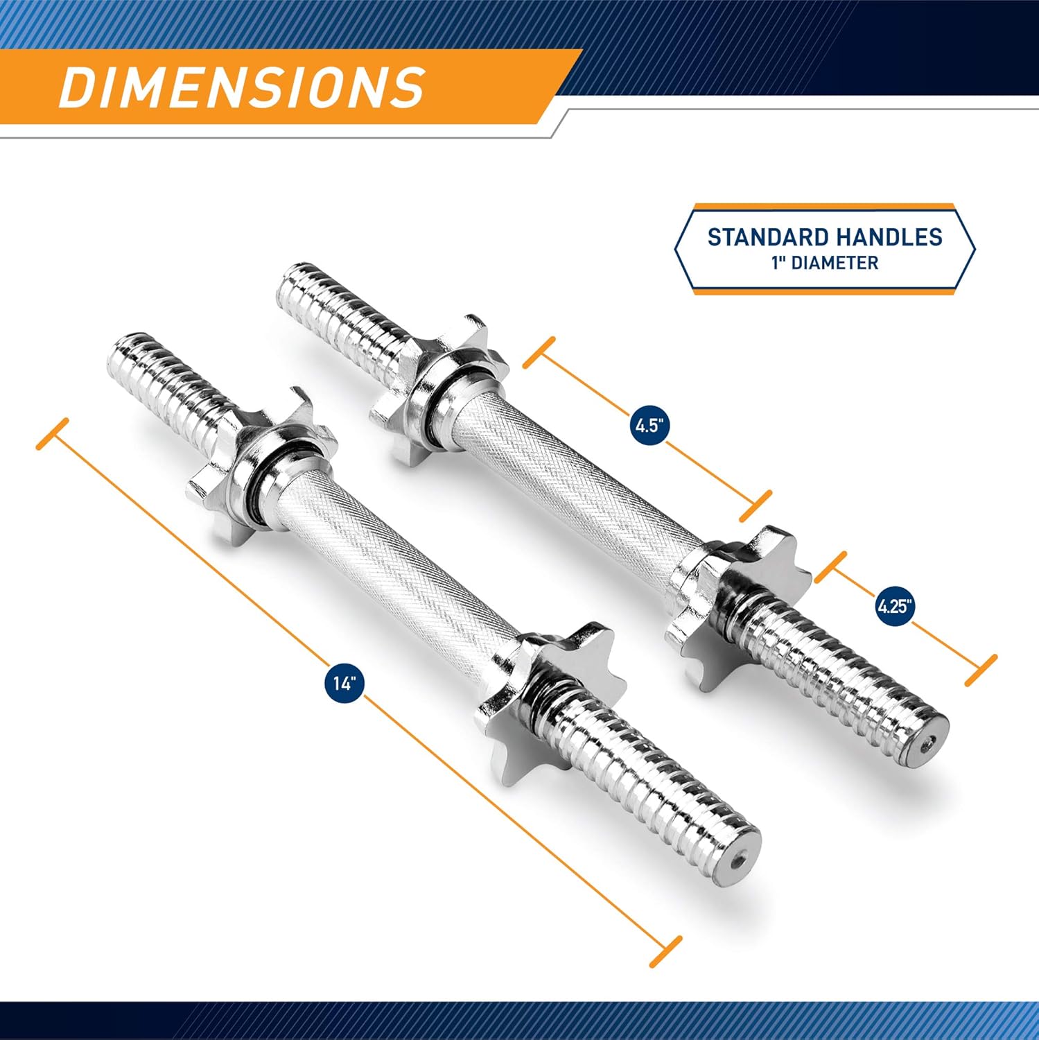 14” Adjustable Chrome Threaded Dumbbell Handles C1138