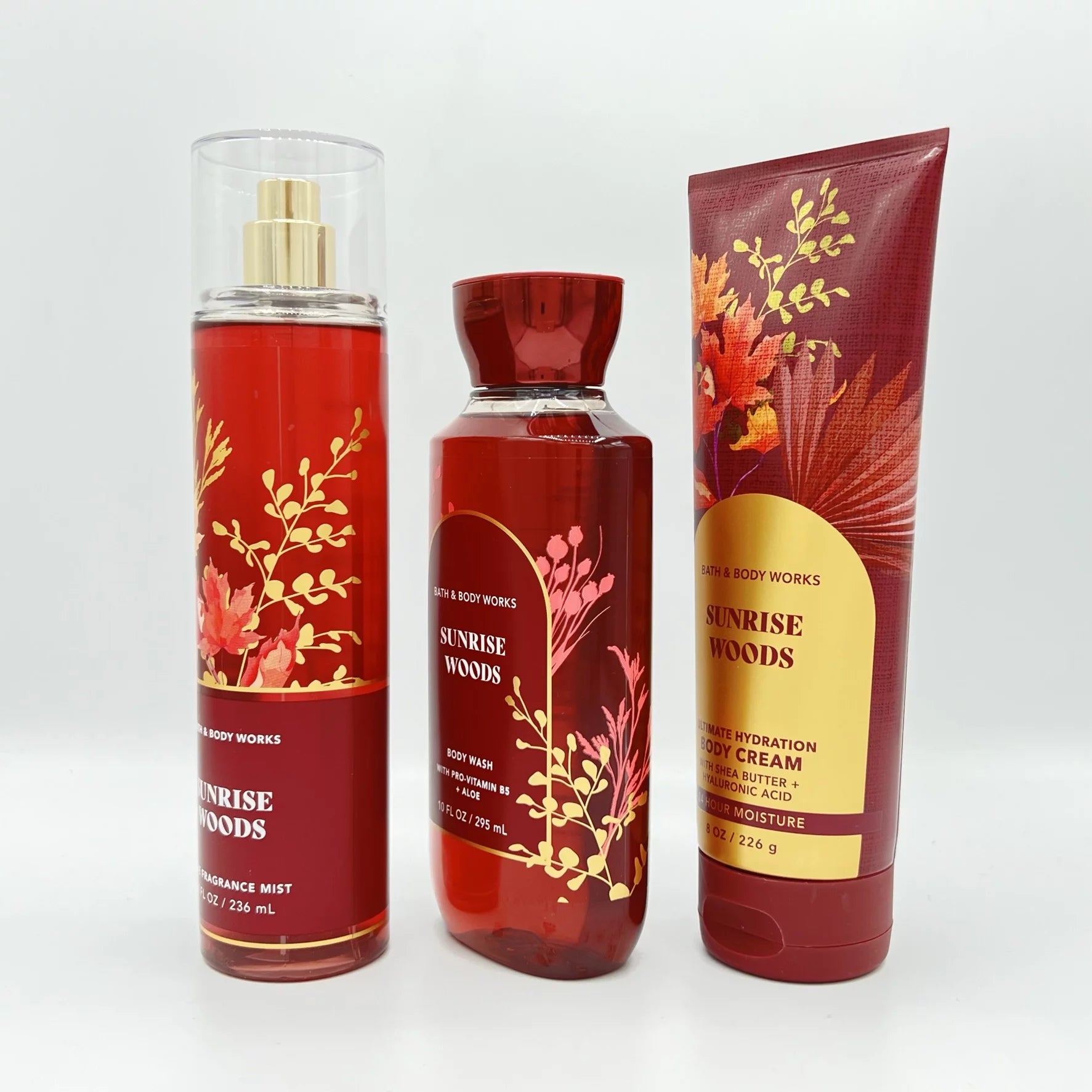 Sunrise Woods Fine Fragrance Mist, Body Wash and Body Cream 3-Piece Bundle R522