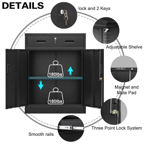 Black 36" Locking Steel Storage Cabinet with Adjustable Shelves D87682