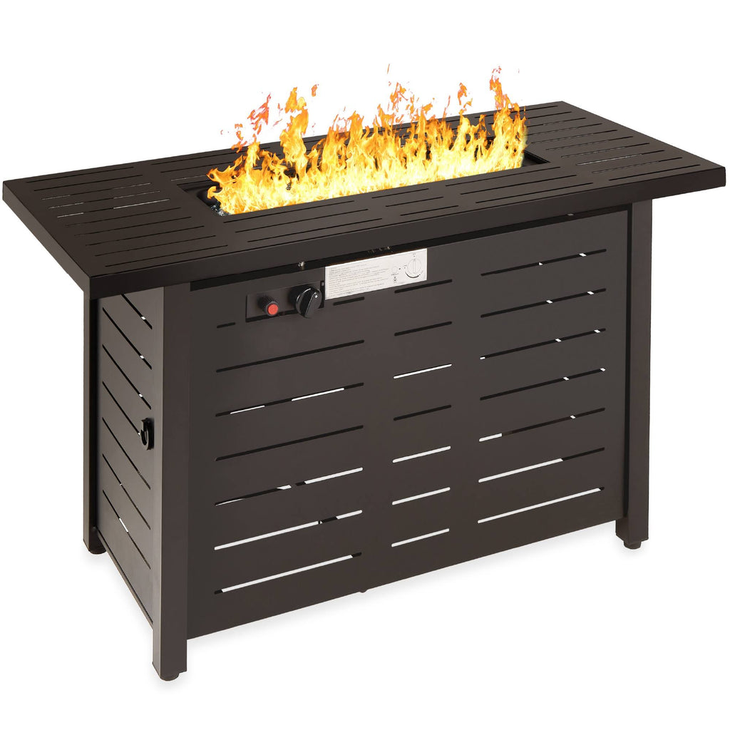 42in Rectangular Steel Propane Fire Pit Table with Cover L650