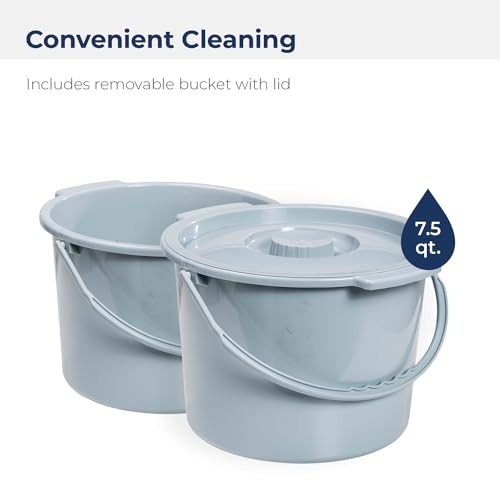Folding Steel Bedside Commode Chair with 7.5 Qt. Bucket, Grey R931